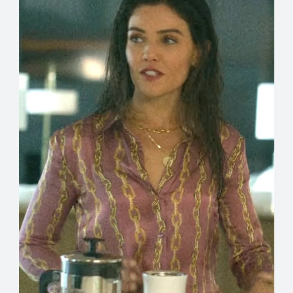 L’AGENCE Tyler Chain Print Mauve Blouse as Seen on Peyton Buckley - worn once